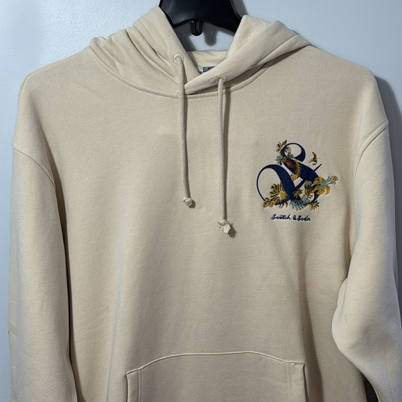 NWT Men’s Scotch & Soda Cream Hoodie with Embroidered Sleeves in Size L - Picture 5 of 16